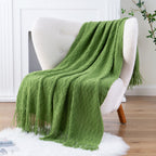 Battilo Green Textured Throw Blanket, Lightweight Spring Decor Blanket for Living Room, 50"X60"