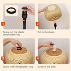 Touch Bedside Lamp for Bedroom, 3-Way Dimmable Table Lamps for Nightstand, Handwoven Bamboo Shade Desk Lamp for Living Room, Home Office