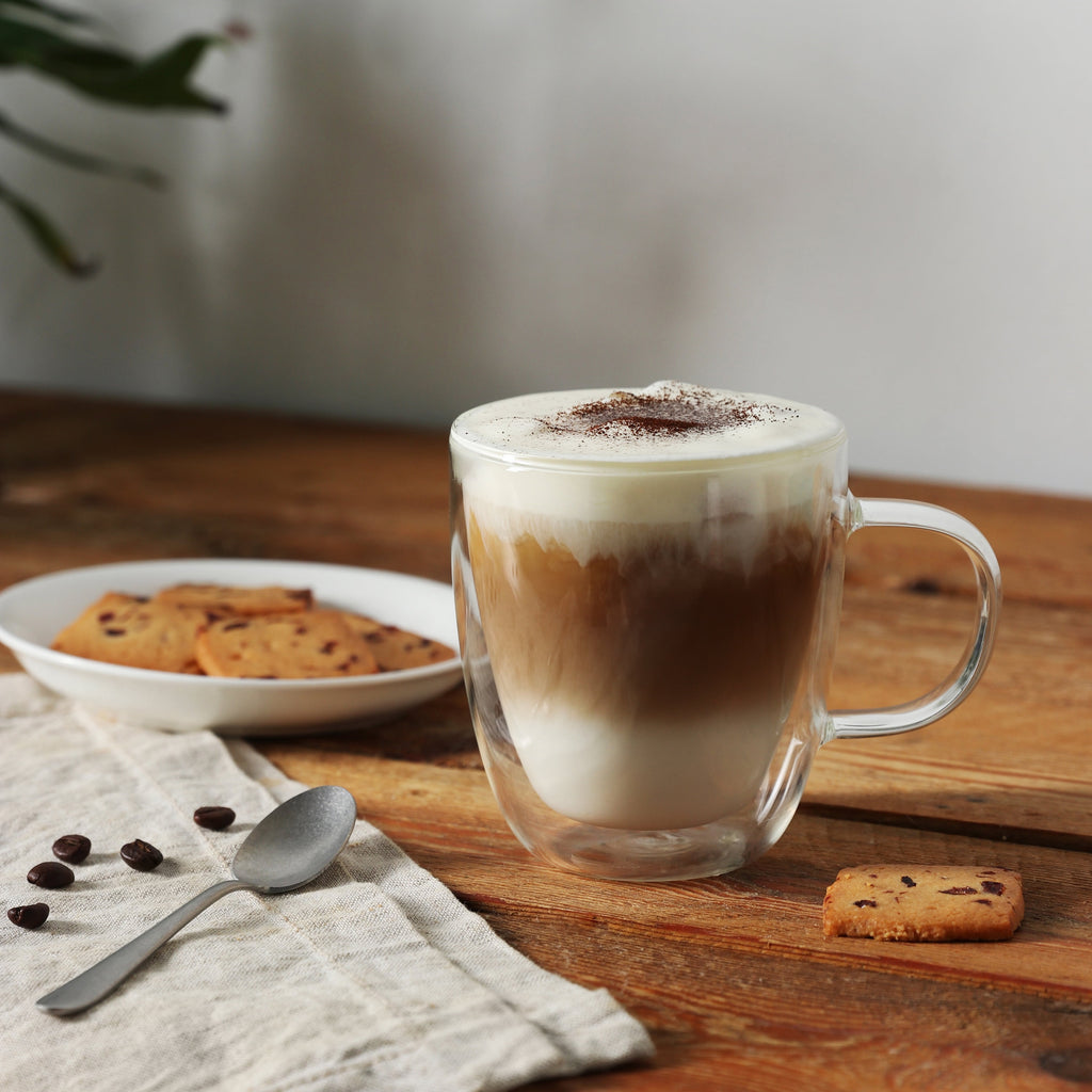 Large Glass Coffee Mugs 12Oz, Double Walled Insulated Cappuccino Mug with Handle,Set of 2