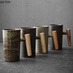 Ceramic Coffee Mug with Wooden Handle