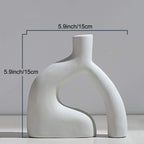 Nordic Style White Ceramic Vase - Modern Minimalist Pottery for Rustic Home Decor and Table Centerpieces, 5.9'' x 5.9''