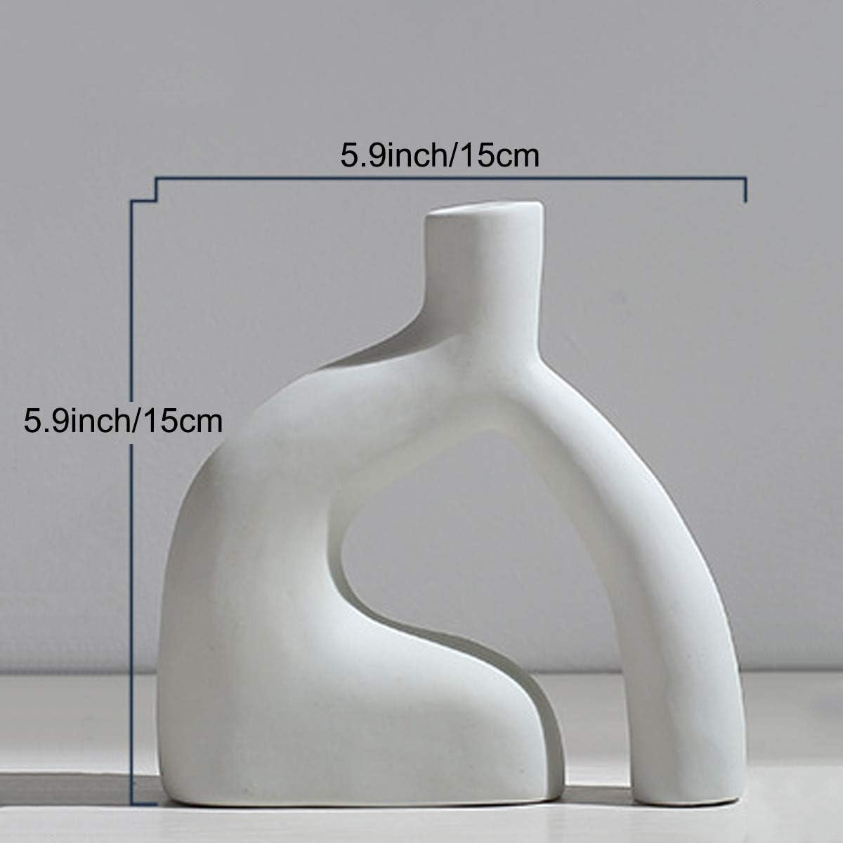Nordic Style White Ceramic Vase - Modern Minimalist Pottery for Rustic Home Decor and Table Centerpieces, 5.9'' x 5.9''