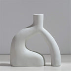 Nordic Style White Ceramic Vase - Modern Minimalist Pottery for Rustic Home Decor and Table Centerpieces, 5.9'' x 5.9''