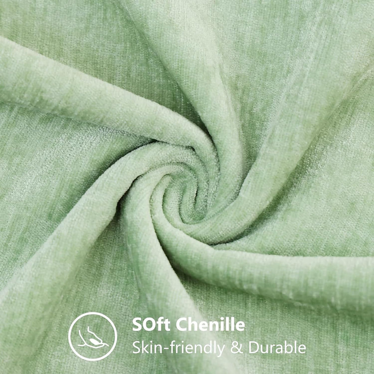 Soft Chenille Sage Green Throw Pillow Covers 18X18 Set of 2 | Decorative Fall Couch Pillow Covers Solid Dyed Accent Modern Farmhouse Neutral Square Pillow Cases for Sofa