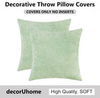 Soft Chenille Sage Green Throw Pillow Covers 18X18 Set of 2 | Decorative Fall Couch Pillow Covers Solid Dyed Accent Modern Farmhouse Neutral Square Pillow Cases for Sofa