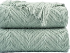 Sage Green Throw Blanket for Couch, 50"X60" | Knit Sage Throw Blanket Versatile for Couch, Super Soft Warm Spring Green Blanket for Bed Sofa
