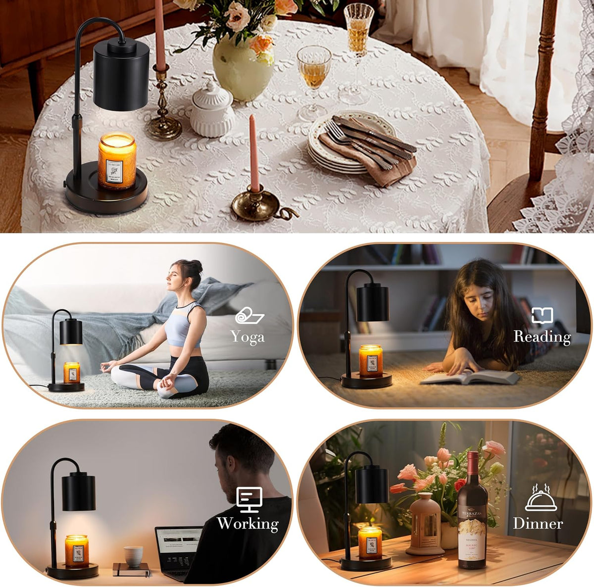Modern Dimmable Candle Warmer Lamp with Timer