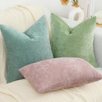 Soft Chenille Sage Green Throw Pillow Covers 18X18 Set of 2 | Decorative Fall Couch Pillow Covers Solid Dyed Accent Modern Farmhouse Neutral Square Pillow Cases for Sofa