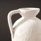 Ceramic Rustic Farmhouse Vase,9.25 Inch Terracotta Vase with Handle | Neutral Tall Clay Vases Decorative Vases for Living Room,Table,Shelf Decor(White,L)