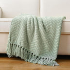 Sage Green Throw Blanket for Couch, 50"X60" | Knit Sage Throw Blanket Versatile for Couch, Super Soft Warm Spring Green Blanket for Bed Sofa