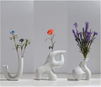 Nordic Style White Ceramic Vase - Modern Minimalist Pottery for Rustic Home Decor and Table Centerpieces, 5.9'' x 5.9''