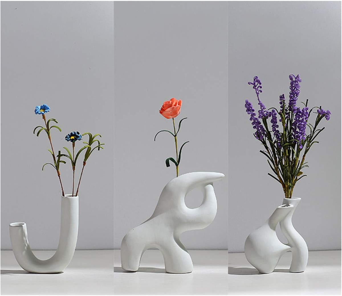 Nordic Style White Ceramic Vase - Modern Minimalist Pottery for Rustic Home Decor and Table Centerpieces, 5.9'' x 5.9''