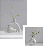 Nordic Style White Ceramic Vase - Modern Minimalist Pottery for Rustic Home Decor and Table Centerpieces, 5.9'' x 5.9''