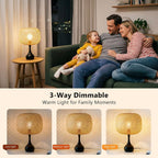 Touch Bedside Lamp for Bedroom, 3-Way Dimmable Table Lamps for Nightstand, Handwoven Bamboo Shade Desk Lamp for Living Room, Home Office