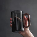 Smoked Glass Coffee Mug with Wooden Handle