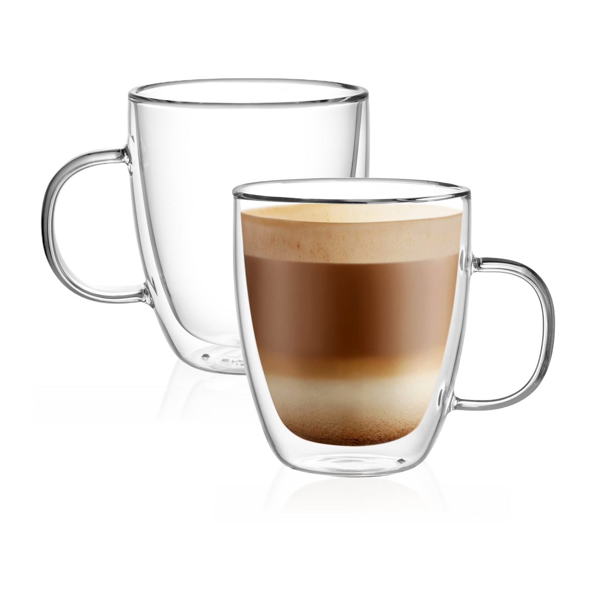 Large Glass Coffee Mugs 12Oz, Double Walled Insulated Cappuccino Mug with Handle,Set of 2