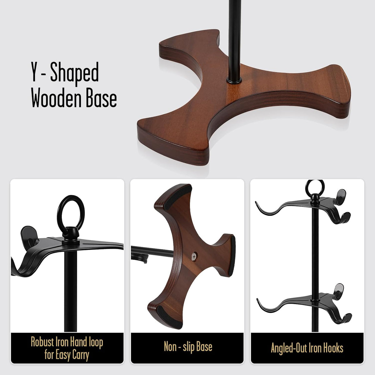 Modern Coffee Mug Tree with Wood Base