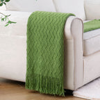 Battilo Green Textured Throw Blanket, Lightweight Spring Decor Blanket for Living Room, 50"X60"