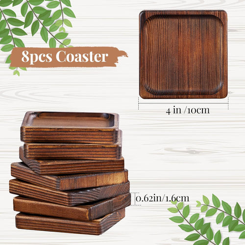 Acacia Wood Drink Coasters – Set of 8