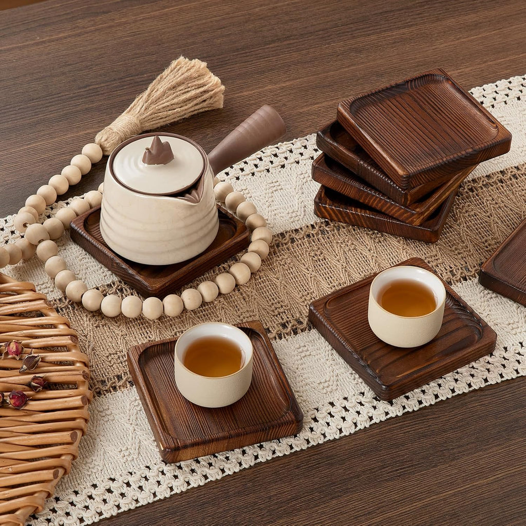 Acacia Wood Drink Coasters – Set of 8