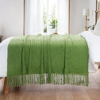 Battilo Green Textured Throw Blanket, Lightweight Spring Decor Blanket for Living Room, 50"X60"