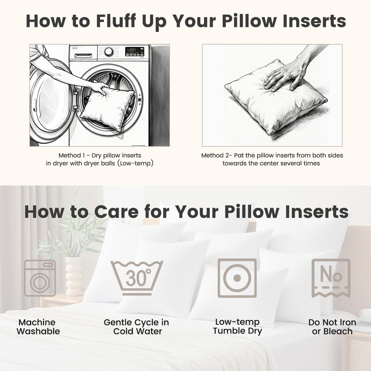 18×18 Premium Pillow Inserts – Set of 2