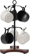Modern Coffee Mug Tree with Wood Base