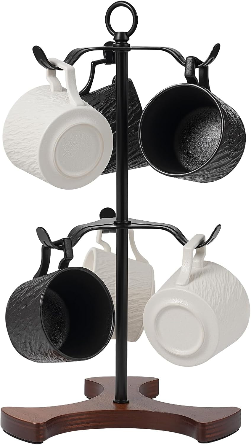 Modern Coffee Mug Tree with Wood Base