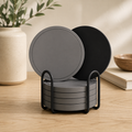 Absorbent Stone Coasters with Holder – Set of 6